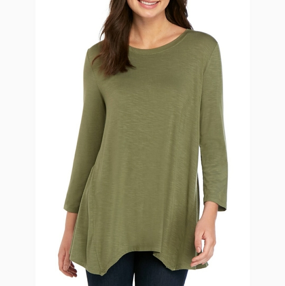 new directions Tops - New Directions Green 3/4 Sleeve Knit T-Shirt Sz Small